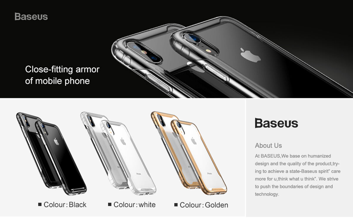 BASEUS Armor transparentný kryt s rámčekom pre iPhone XR – čierna