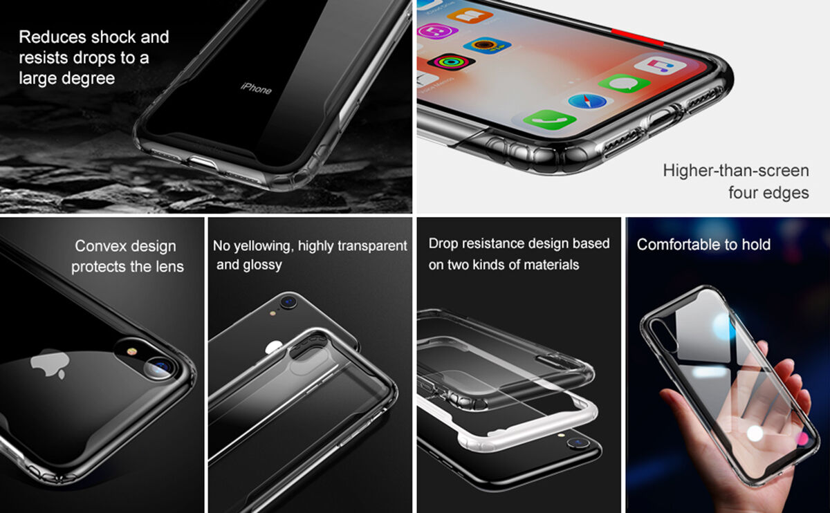 BASEUS Armor transparentný kryt s rámčekom pre iPhone XR – čierna