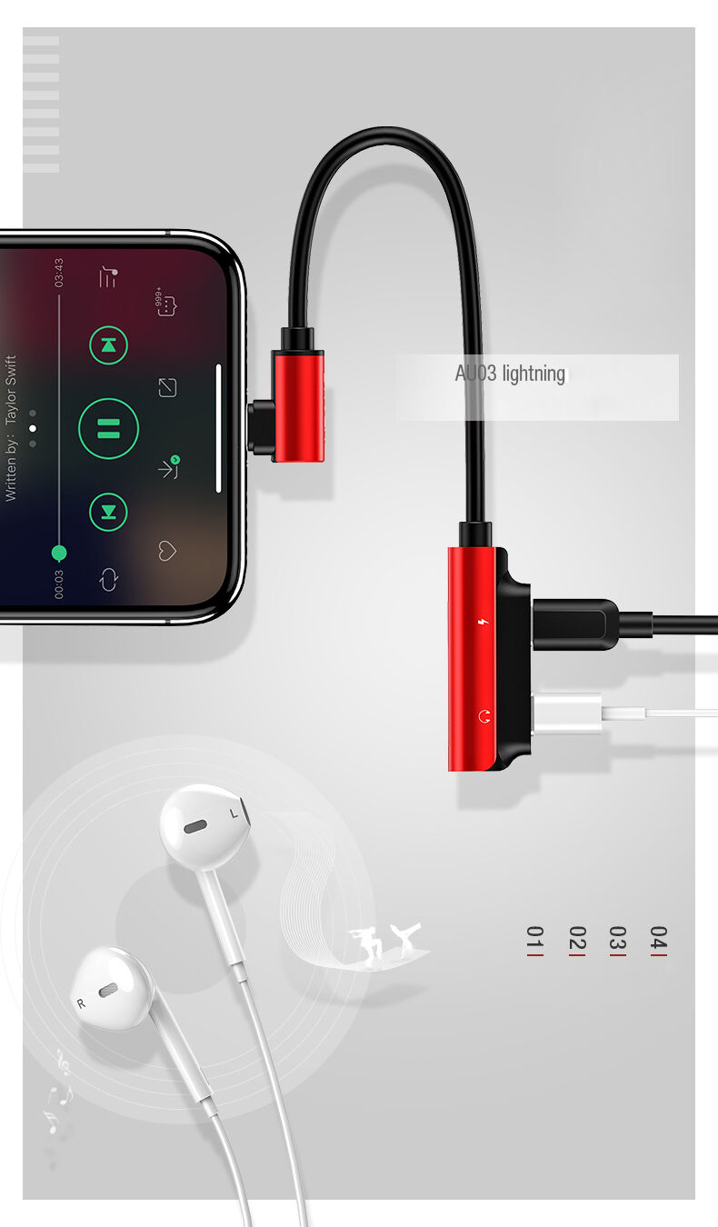 USAMS redukcia s dvoma lightning konektormi pre iPhone – čierna