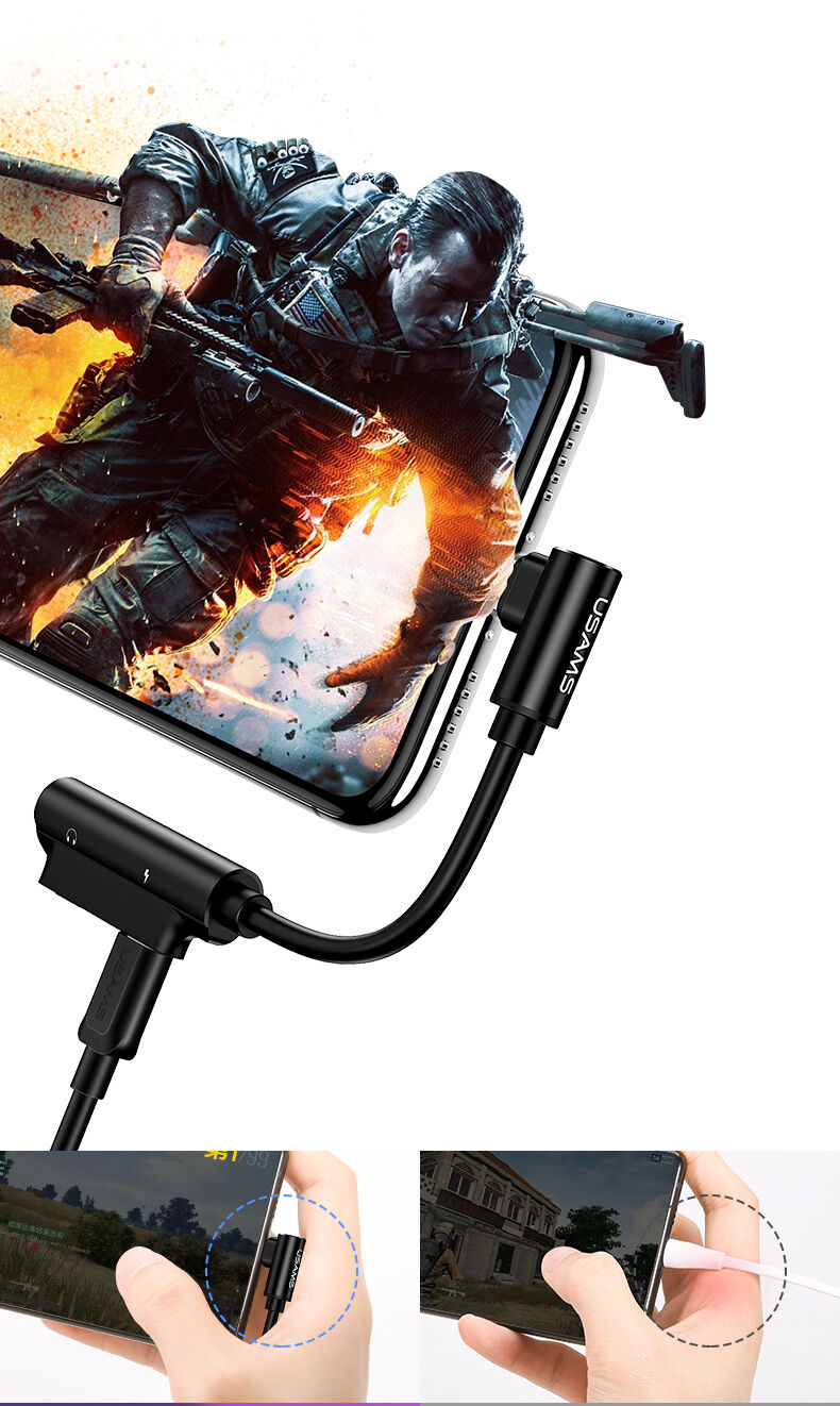 USAMS redukcia s dvoma lightning konektormi pre iPhone – čierna