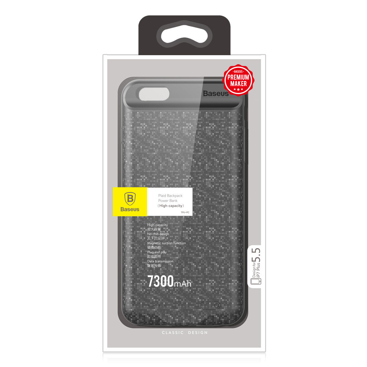 BASEUS kryt s batériou 7300 mAh pre 6 Plus/6S Plus – červený