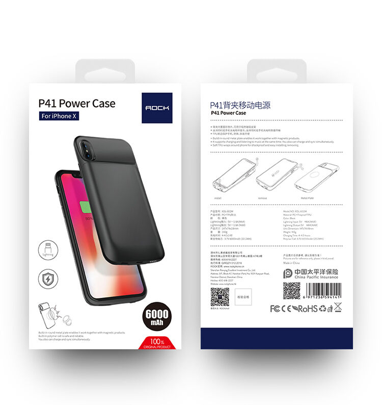 ROCK kryt s batériou 6000 mAh pre iPhone XS / iPhone X – čierny ROCK kryt s batériou 6000 mAh pre iPhone XS / iPhone X – čierny