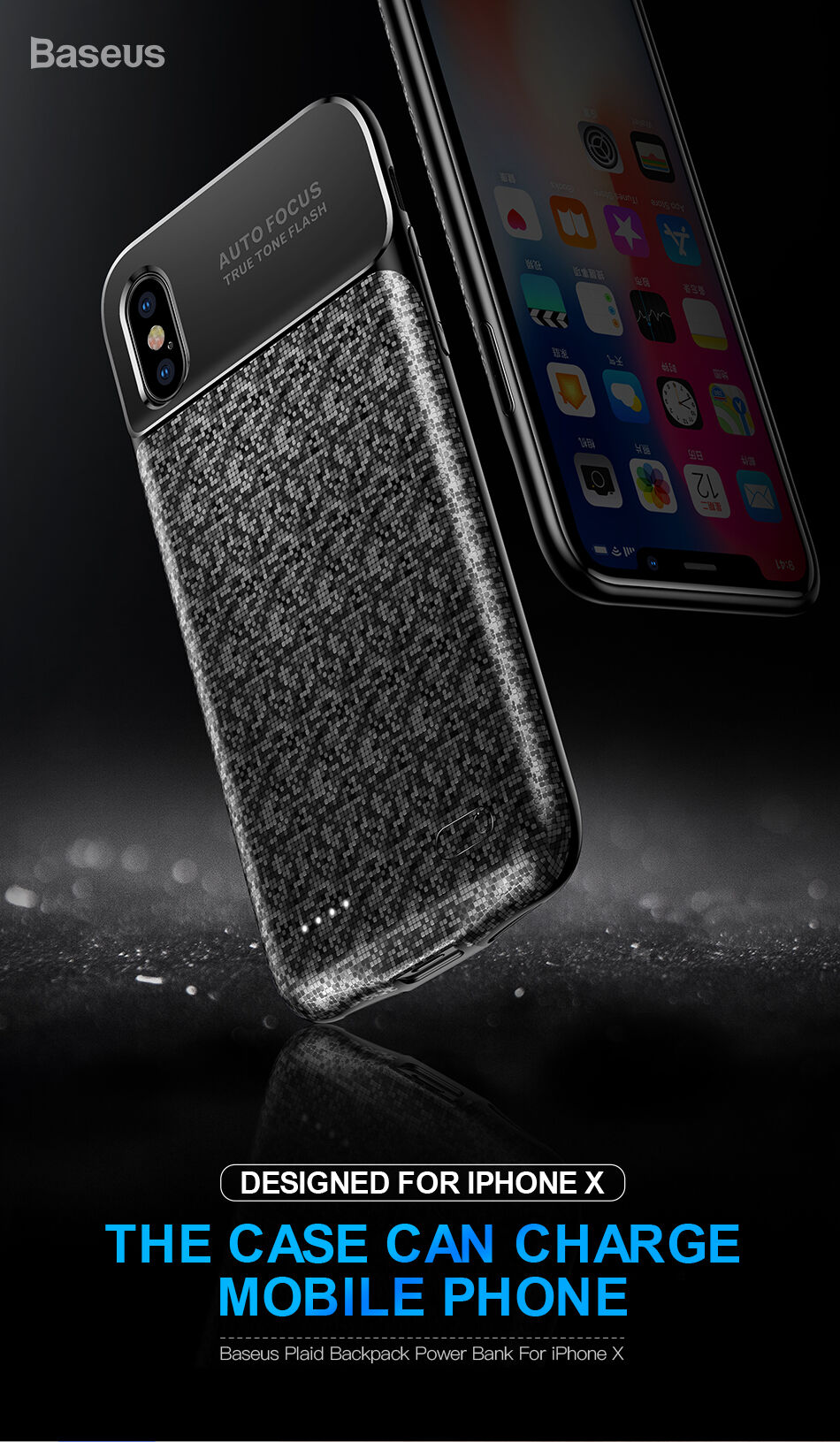 BASEUS kryt s batériou 3500 mAh pre iPhone X – biely