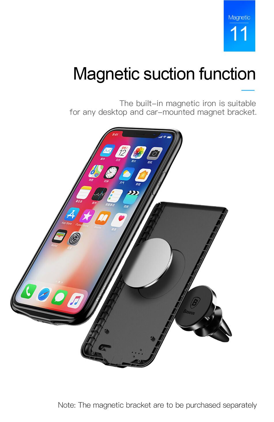 BASEUS kryt s batériou 3500 mAh pre iPhone X – biely