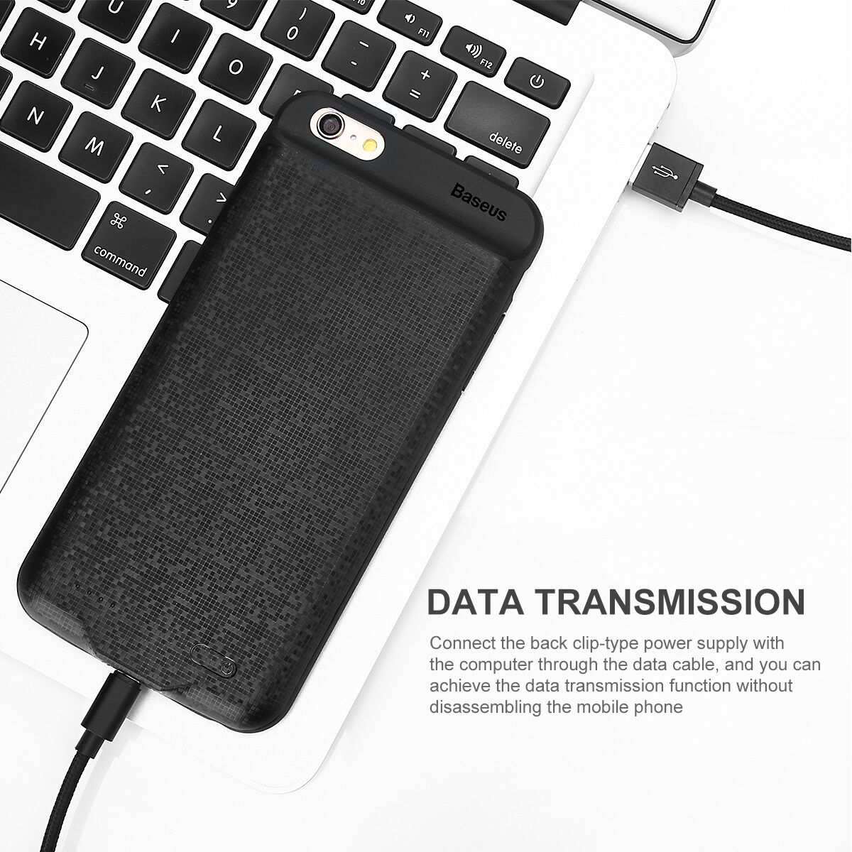 BASEUS dizajnový kryt s batériou 5000 mAh pre Apple iPhone 6 / 6S – krémový