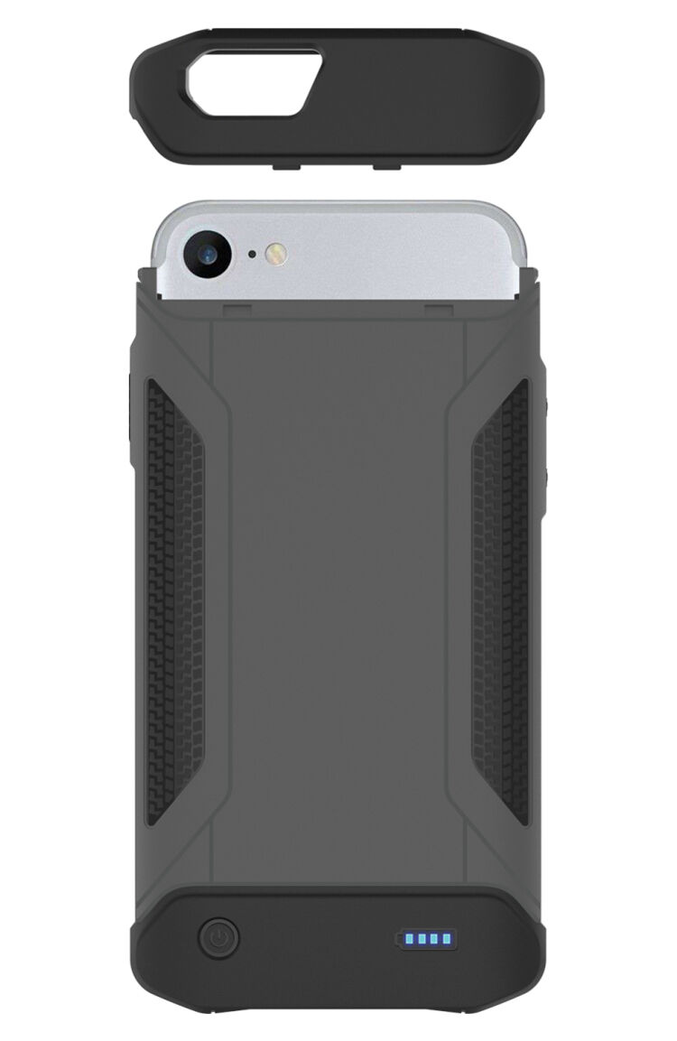 Odolný ochranný kryt s externou batériou 4000 mAh pre iPhone SE (2020/2022) / 8 / 7 / 6S / 6 – sivý