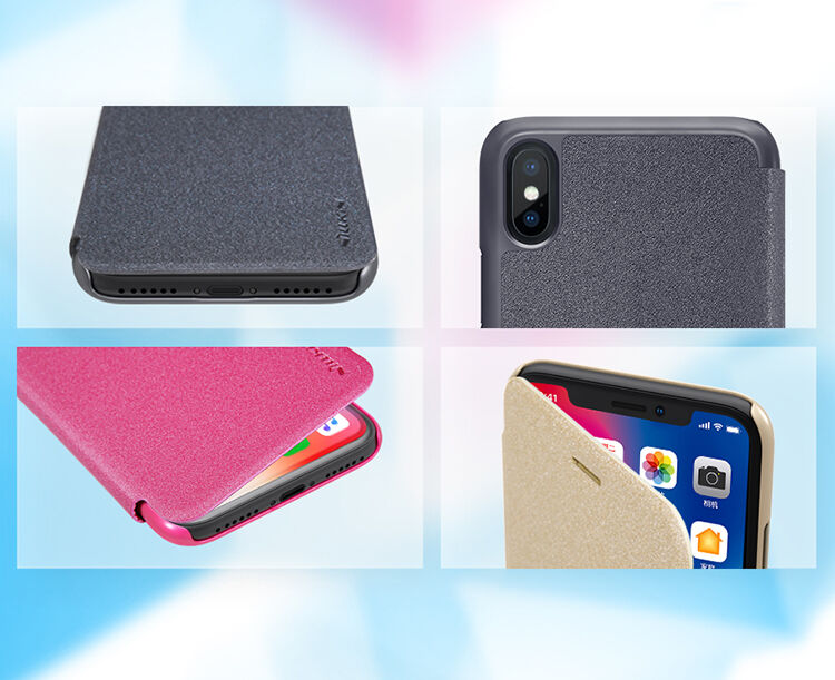 NILLKIN ochranné flip puzdro pre Apple iPhone XS / iPhone X – zlaté