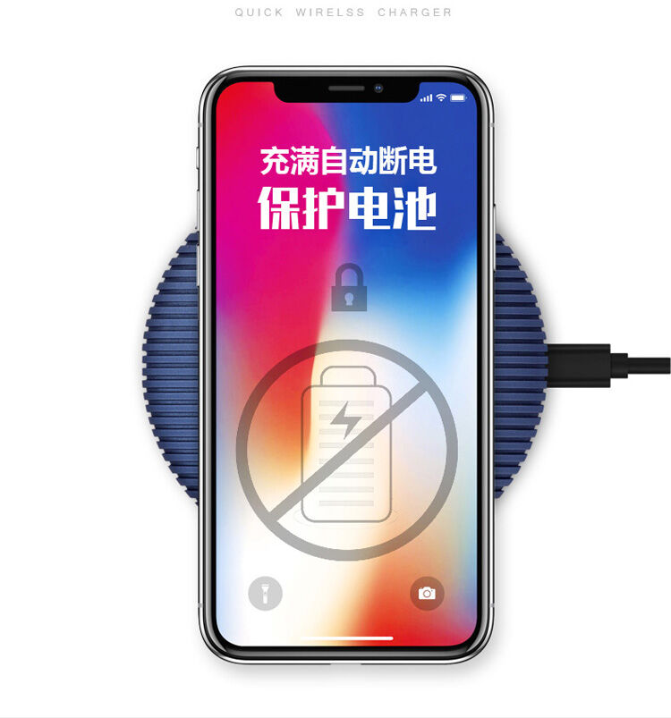Bezdrôtová QI nabíjačka s protišmykovým povrchom pre Apple iPhone – modro-strieborná