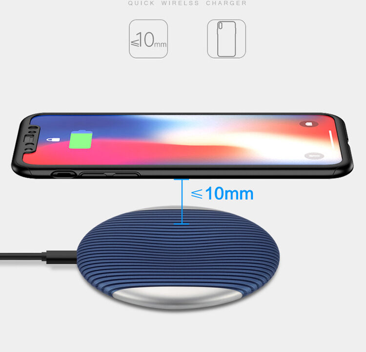 Bezdrôtová QI nabíjačka s protišmykovým povrchom pre Apple iPhone – modro-strieborná