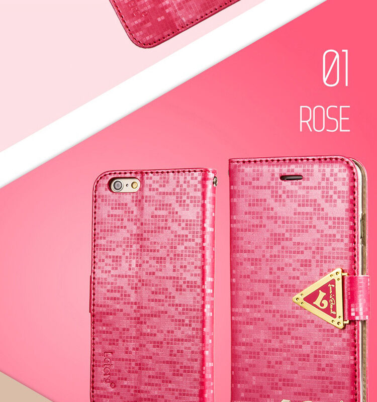 Otvárací obal/puzdro s diamantovým leskom a magnetickým pásikom na iPhone 6S/6 – fialový