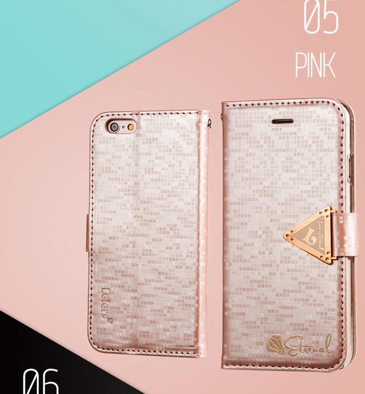 Otvárací obal/puzdro s diamantovým leskom a magnetickým pásikom na iPhone 6S/6 – zlatý