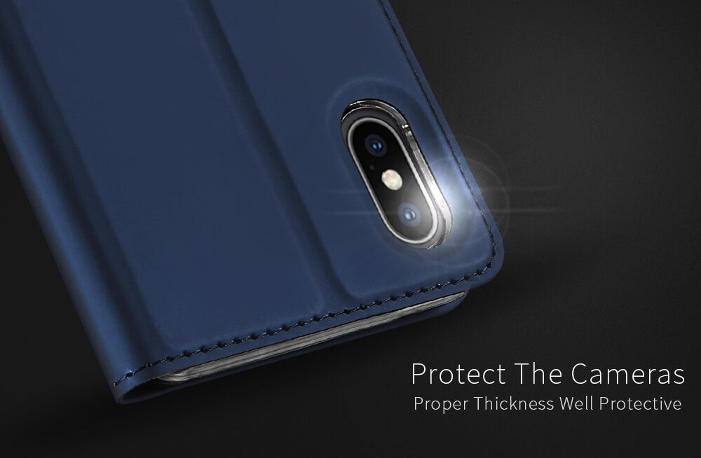 DUX DUCIS Puzdro so stojančekom a&nbsp;priehradkami na doklady pre Apple iPhone XS / iPhone X – ružovo-zlatá