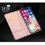 DUX DUCIS Puzdro so stojančekom a&nbsp;priehradkami na doklady pre Apple iPhone XS / iPhone X – ružovo-zlatá