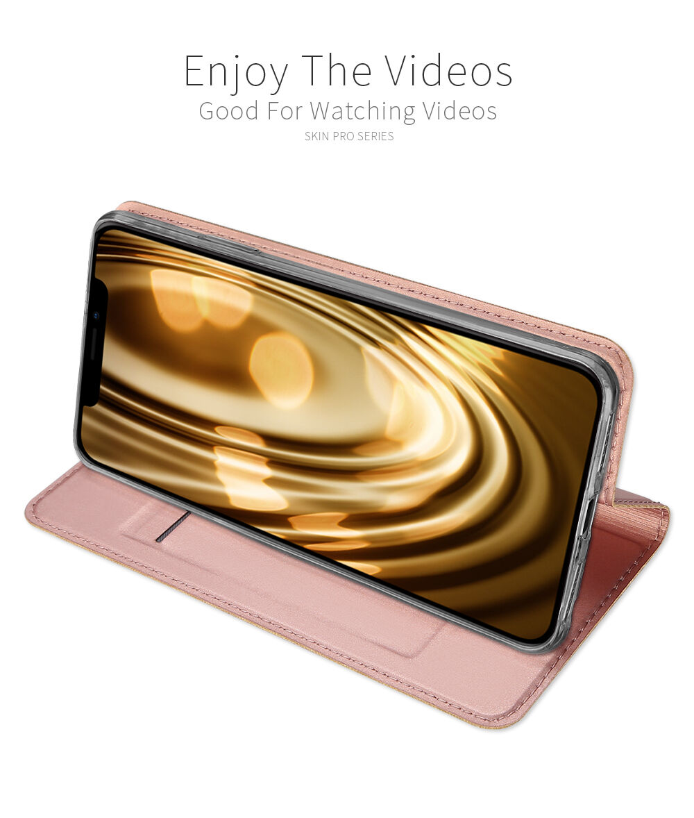 DUX DUCIS Puzdro so stojančekom a&nbsp;priehradkami na doklady pre Apple iPhone XS / iPhone X – zlatá