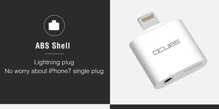 OCUBE 2v1 redukcia Lightning na 3,5&nbsp;mm port a&nbsp;Lightning pre Apple iPhone – čierna
