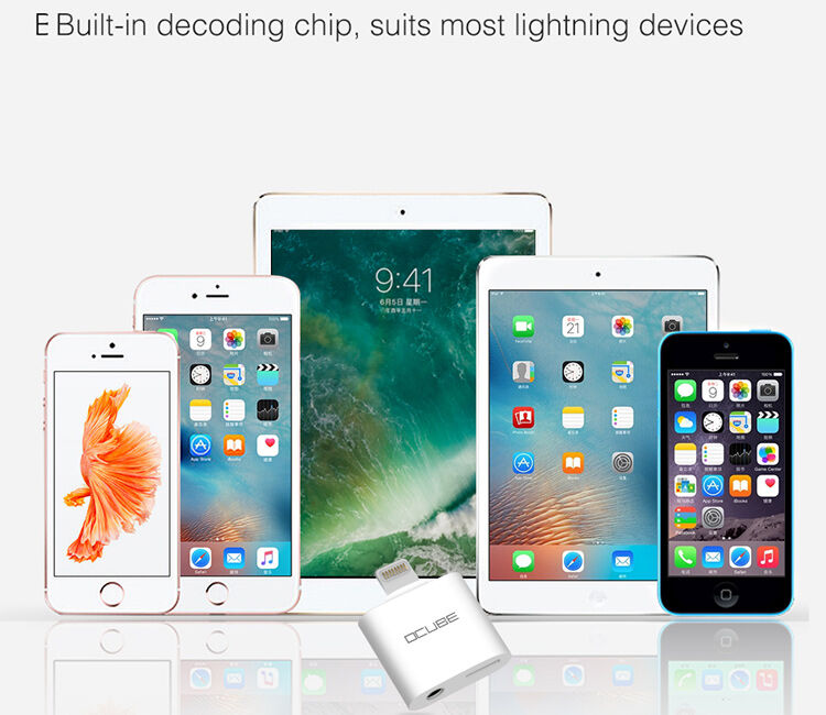 OCUBE 2v1 redukcia Lightning na 3,5&nbsp;mm port a&nbsp;Lightning pre Apple iPhone – čierna