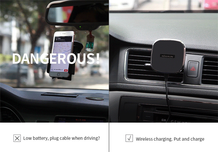 NILLKIN magnetický držiak s&nbsp;Qi bezdrôtovým nabíjaním a&nbsp;prichytením do ventilačnej mriežky (5V) pre Apple iPhone – čierny