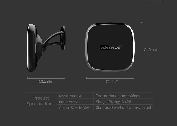 NILLKIN dizajnový magnetický držiak s&nbsp;Qi bezdrôtovým nabíjaním pre Apple iPhone – čierny