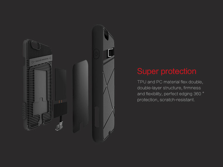 NILLKIN 2v1 superodolný kryt/obal na Qi bezdrôtové nabíjanie Apple iPhone 6S / 6 – čierny