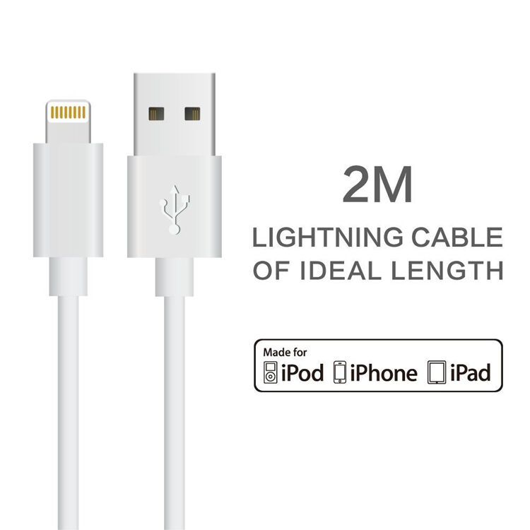 OPSO Synchronizačný a nabíjací MFi certifikovaný lightning kábel pre Apple iPhone / iPad / iPod - biely - 2m
