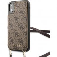 Guess 4G puzdro s popruhom cez rameno pre iPhone X / XS - hnedé
