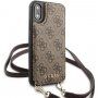 Guess 4G puzdro s popruhom cez rameno pre iPhone X / XS - hnedé