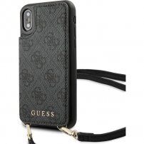 Guess 4G puzdro s popruhom cez rameno pre iPhone X / XS - sivé