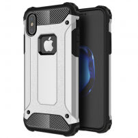 Superodolný „Armor“ kryt na iPhone XS / iPhone X – strieborný
