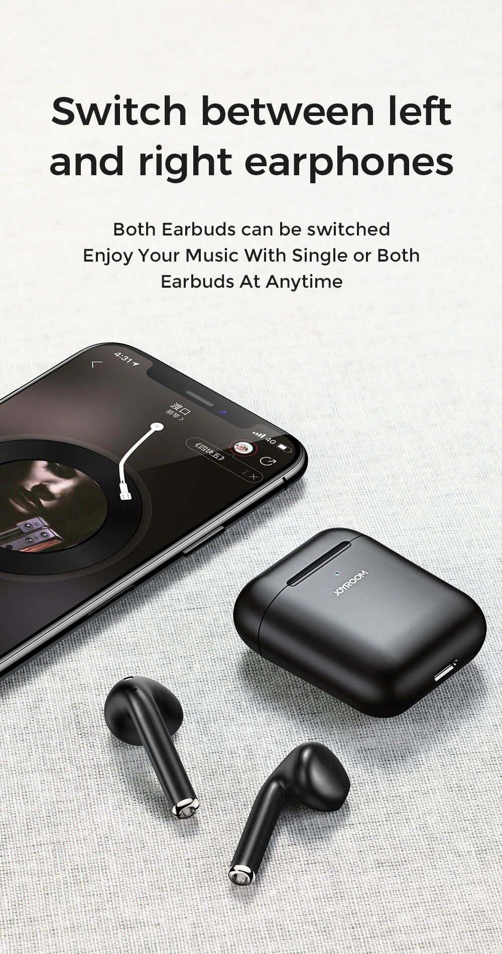 Bezdrôtové slúchadlá s bezdrôtovým nabíjaním pre zariadenia Apple - čierna