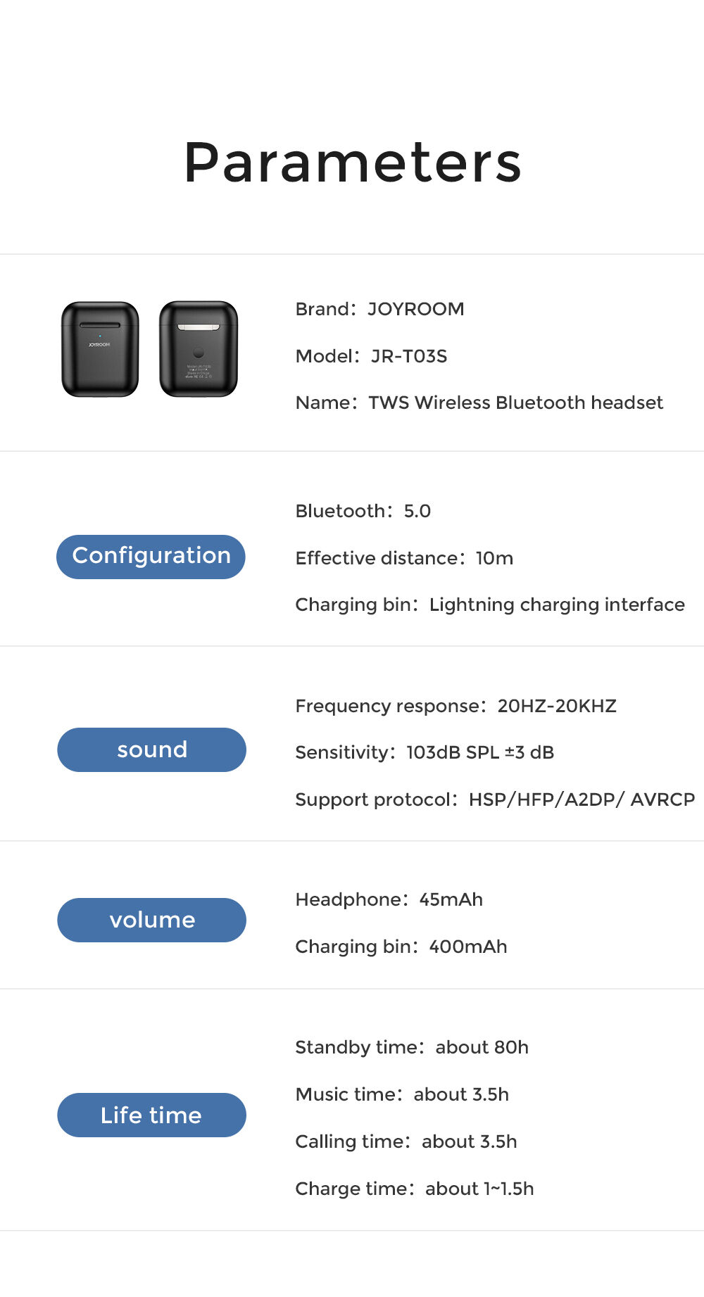 Bezdrôtové slúchadlá s bezdrôtovým nabíjaním pre zariadenia Apple - čierna