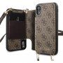 Guess 4G flipové puzdro s popruhom pre iPhone XR - hnedé