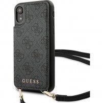 Guess 4G flipové puzdro s popruhom pre iPhone XR - sivé