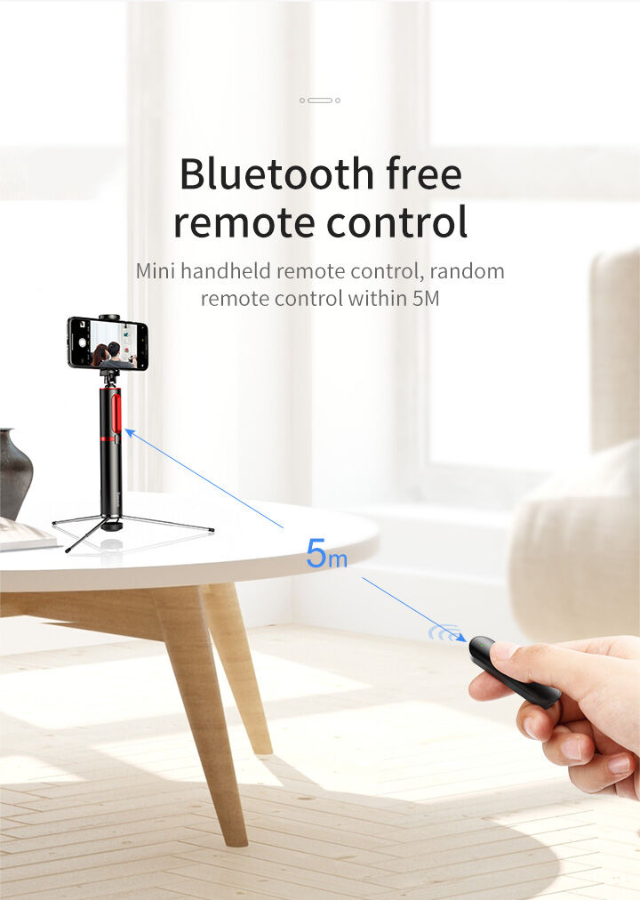 Baseus Bluetooth teleskopická hliníková selfie tyč s trojnožkou - červená