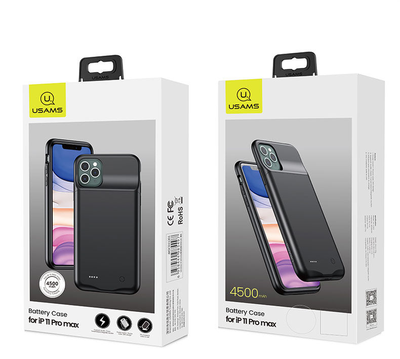 Usams kryt s batériou 4500 mAh pre iPhone 11 Pro Max - čierny Usams kryt s batériou 4500 mAh pre iPhone 11 Pro Max - čierny