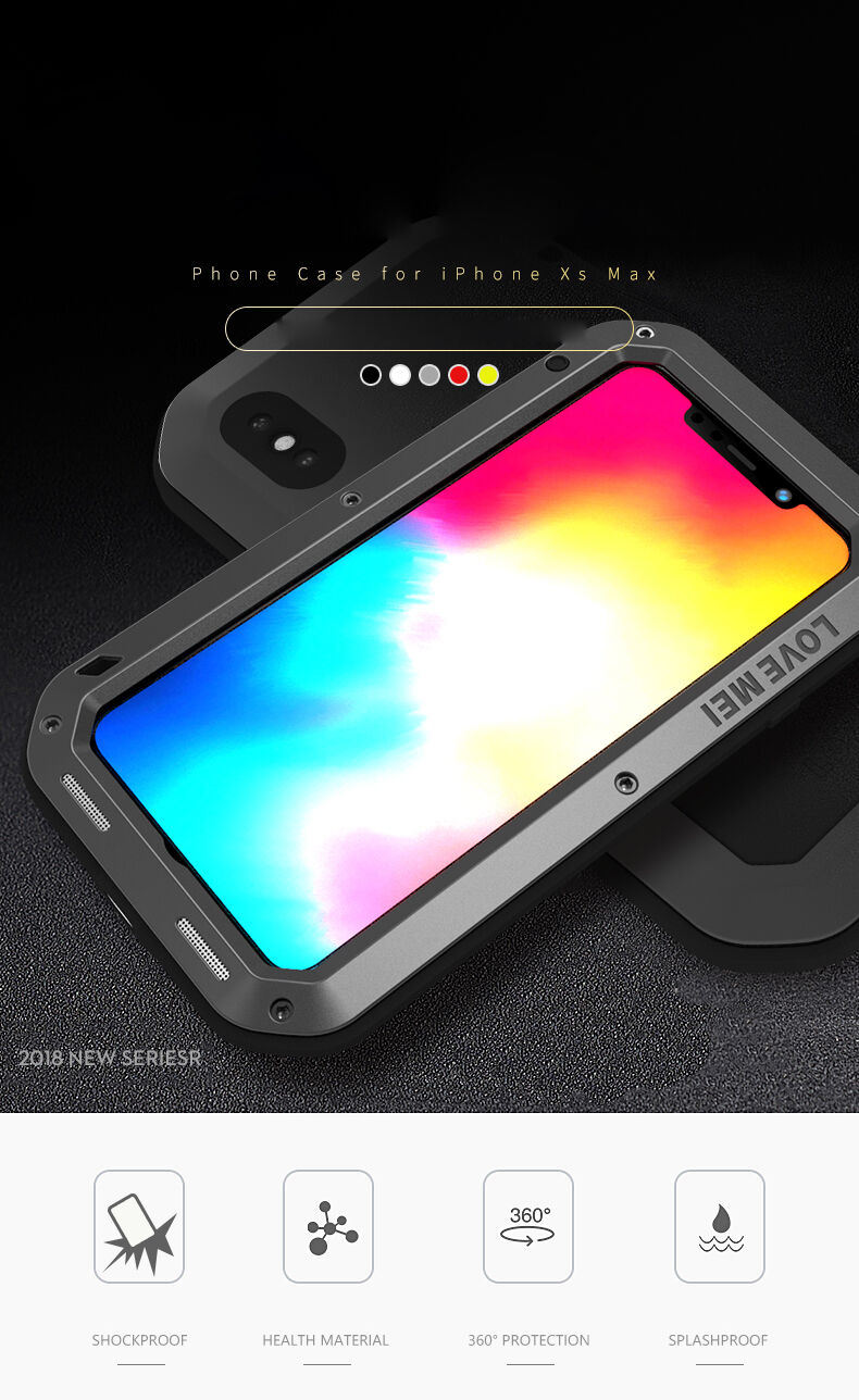 Love Mei superodolné puzdro proti nárazu / vode / prachu pre iPhone XS Max - čierne