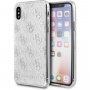 Guess 4G Solid Glitter trblietavý kryt pre iPhone X / XS - strieborný