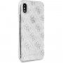 Guess 4G Solid Glitter trblietavý kryt pre iPhone X / XS - strieborný
