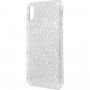 Guess 4G Solid Glitter trblietavý kryt pre iPhone X / XS - strieborný