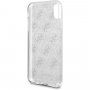Guess 4G Solid Glitter trblietavý kryt pre iPhone X / XS - strieborný