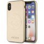 Guess Saffiano kryt s logom pre iPhone X / XS - zlatý