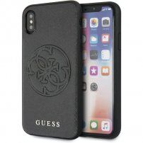 Guess Saffiano kryt s logom pre iPhone X / XS - čierny
