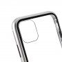 Puzdro pre celý telefón z tvrdeného skla s kovovým rámčekom pre iPhone 11 Pro - strieborné