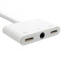 Redukcia lightning konektory 2x Lightning / jack 3,5 mm pre iPhone - biela