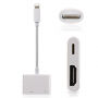 Redukcia lightning konektor s HDMI a Lightning samicou pre iPhone / iPad - biela