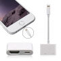 Redukcia lightning konektor s HDMI a Lightning samicou pre iPhone / iPad - biela