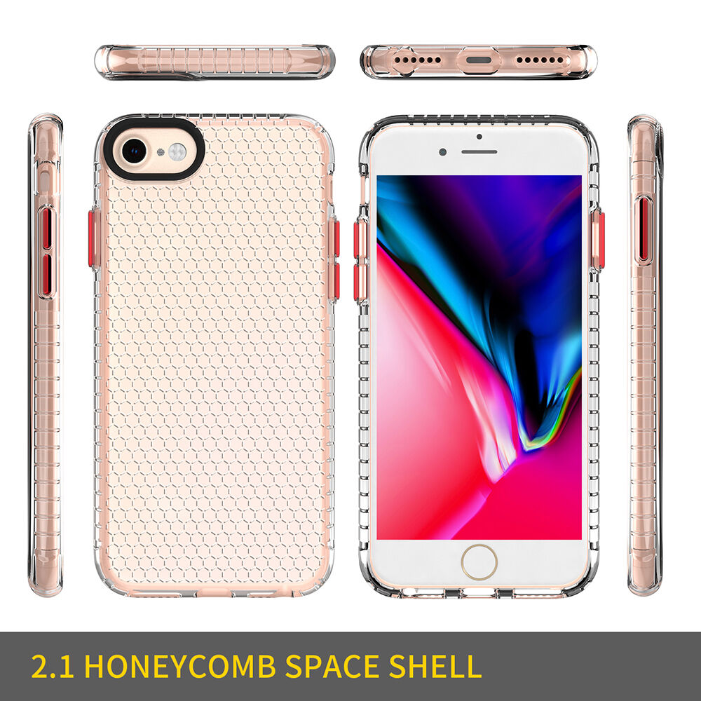 Transparentný kryt so štruktúrou včelieho plástu pre iPhone 6 / 6S / 7 / 8 - čierny