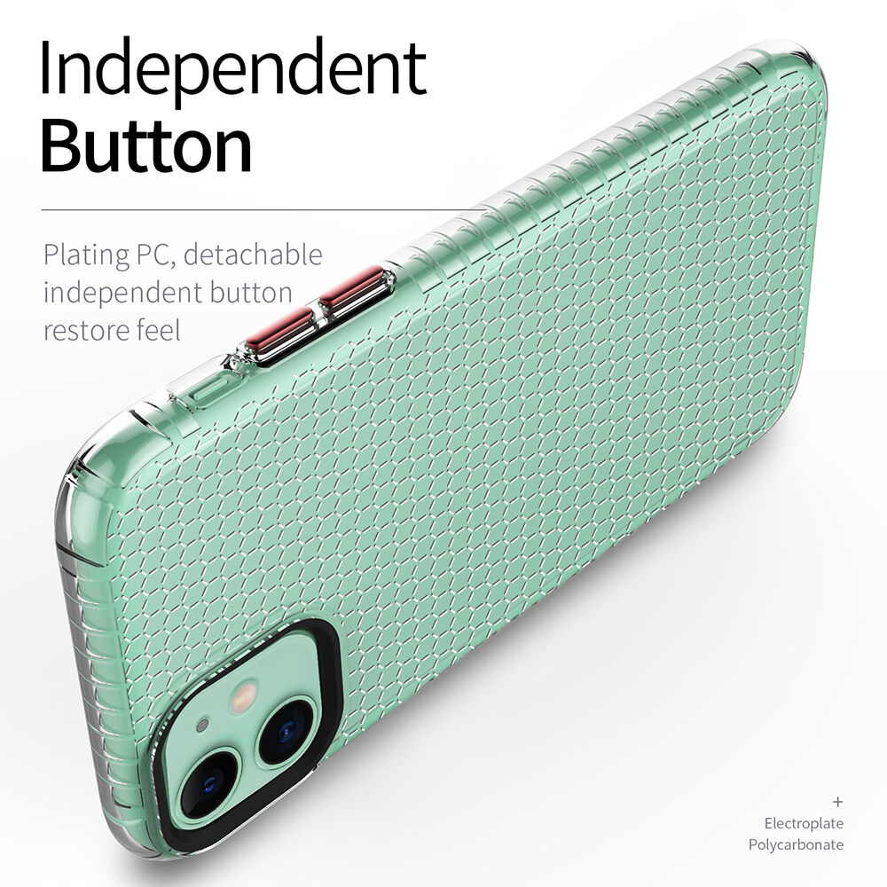 Transparentný kryt so štruktúrou včelieho plástu pre iPhone 11 - modrý