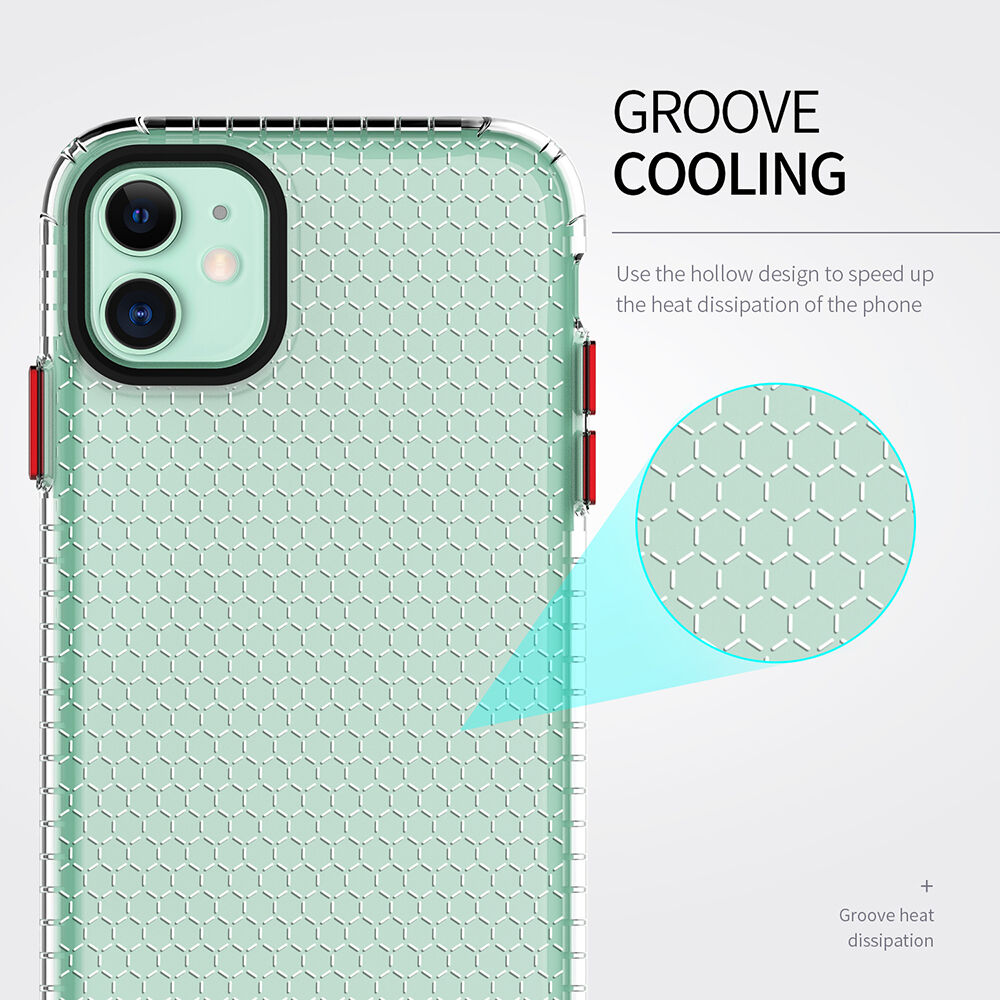 Transparentný kryt so štruktúrou včelieho plástu pre iPhone 11 - modrý