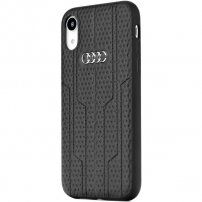 Audi originálny kryt z PU kože s logom pre iPhone XR - čierny