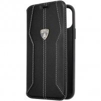 Lamborghini Huracan originálne kožené puzdro pre iPhone 11 - čierne